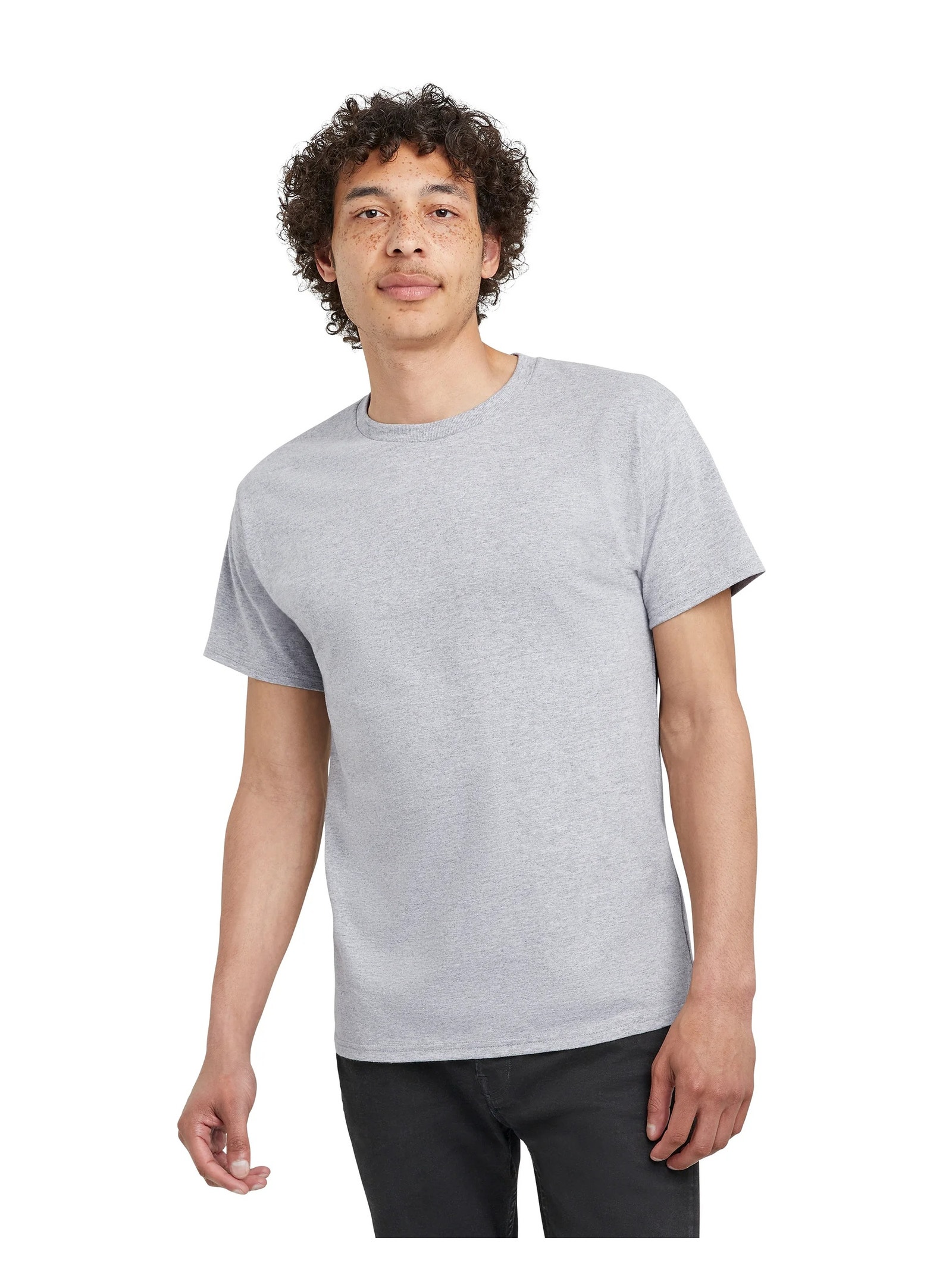 Hanes Essentials Men's S 6-Pack Light Steel Cotton Short Sleeve T-Shirts G13-18